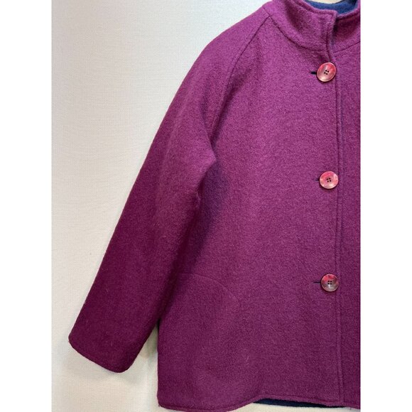 Norm Thompson Women's Button Front Wool Short Coat Long Sleeve Size 1X Fuchsia - Picture 6 of 11